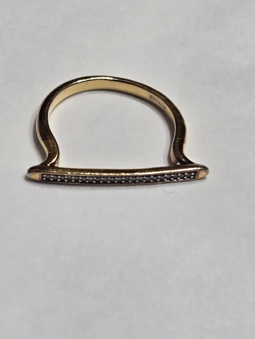 Monica Vinader Skinny Stacking Ring - 18k Gold Vermeil & Diamond - Size 7.5